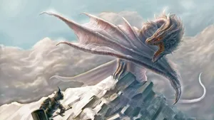 Warrior Against Mythical Creature Dragon Wallpaper