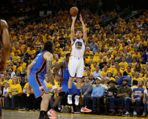 Warriors Basketball Player Jump Shot Wallpaper