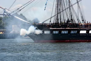 Warship Engulf In Smoke Wallpaper