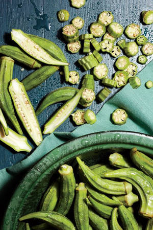 Washed Okra In Table Wallpaper