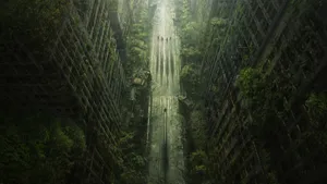 Wasteland Buildings With Plants Wallpaper