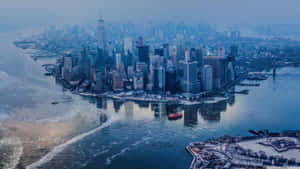 Water Surrounded New York City Landscape Wallpaper