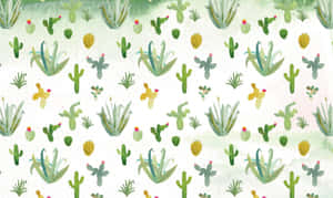 Watercolor Cactus Pattern Desktop Wallpaper Wallpaper