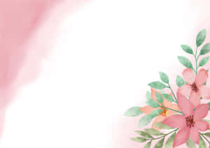 Watercolor Floral Border With Pink Smoke Wallpaper