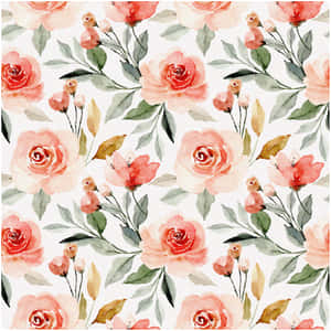 Watercolor Floral Patterns With Pink Rose Wallpaper