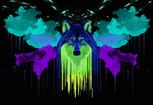 Watercolor Wolf Black Art Wallpaper