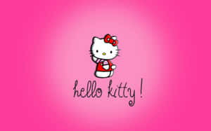 Waving Cute Pink Hello Kitty Wallpaper