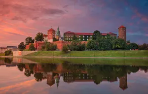 Wawel Castle Sunset River Wallpaper