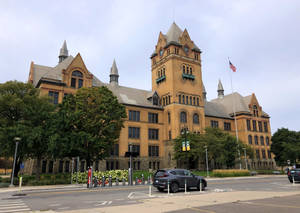 Wayne State University Old Main Sky Backdrop Wallpaper