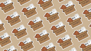 We Bare Bears On Box Pattern Wallpaper