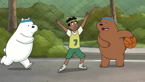 We Bare Bears Playing Basketball Wallpaper