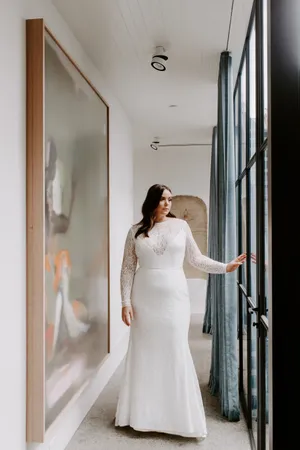 Wedding Aesthetic Bride In Window Wallpaper