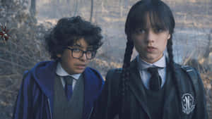 Wednesday_ Addams_and_ Friend_ School_ Uniforms Wallpaper