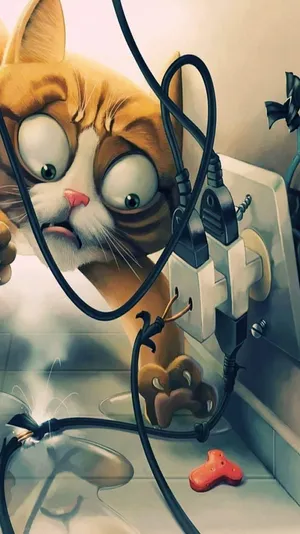 Weird Pfp Of Cat Looking At Socket Wallpaper