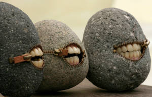 Weird Stones With Mouth Wallpaper