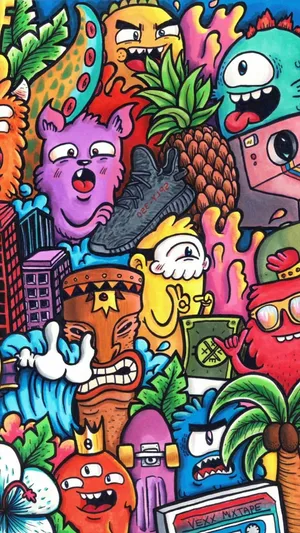 Weirdcore Pfp Of Colored Doodles Wallpaper