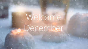 Welcome December Winter Snow Candles Wallpaper