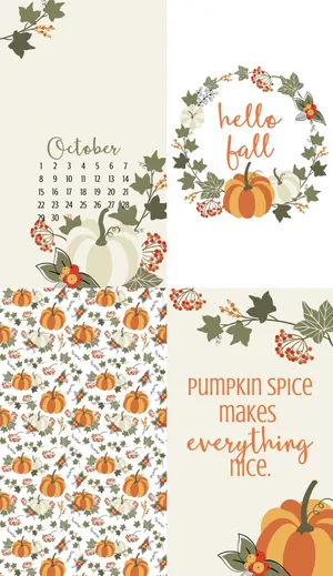 Welcome October With A Trailing Of Pumpkins Wallpaper