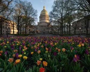 West Virginia And The State's Gardens And Capitol Building Wallpaper
