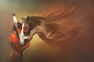 Western American And Horse Painting Wallpaper