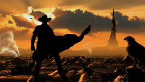 Western Gunslinger And Falcon Wallpaper