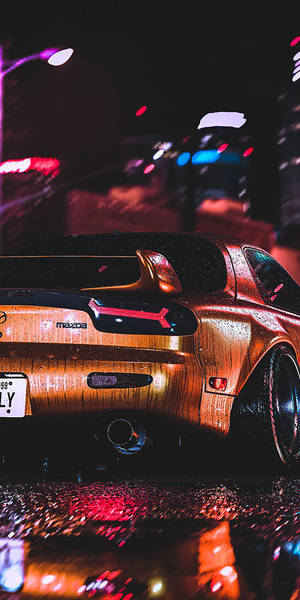 Wet Jdm Car In Night City Wallpaper