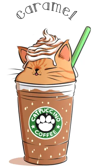 Whimsical Catpuccino Art At Starbucks Wallpaper