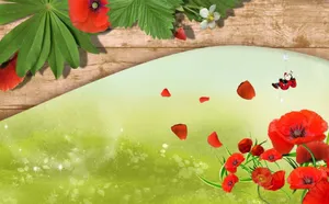 Whimsical Red Flowers Wallpaper