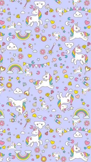 Whimsical Unicorn Pattern Wallpaper Wallpaper