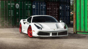 White 1920x1080 Ferrari 488 Shipping Container Wallpaper