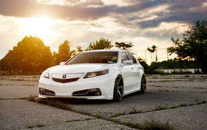 White Acura And Sunlight Wallpaper