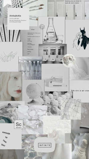 White Aesthetic Collage Buildings Lockers Wallpaper