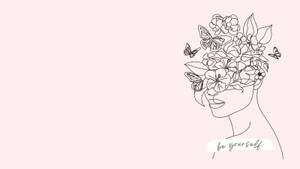 White Aesthetic Tumblr Woman With Flowers On Head Wallpaper