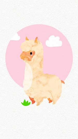 White Alpaca Cartoon Art Wallpaper