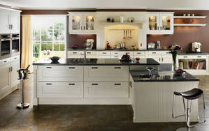 White And Black Kitchen Design Wallpaper