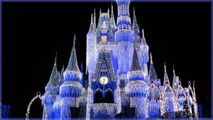 White And Blue Colored Disney Castle Wallpaper