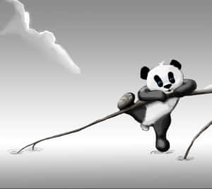 White And Grey Cute Cartoon Panda Wallpaper