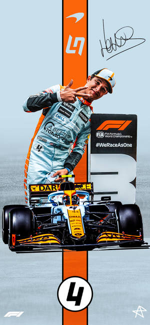 White And Orange Lando Norris Wallpaper