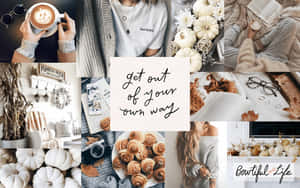White Autumn Aesthetic Collage Wallpaper
