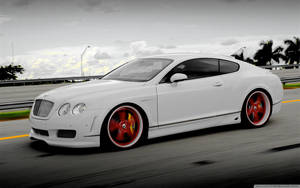 White Bentley Continental Gt Red Mags Wallpaper