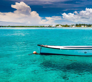 White Boat In Mauritius Ocean Wallpaper