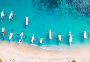 White Boats And White Beach Wallpaper