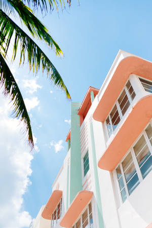 White Building With Pastel Vintage Corner Wallpaper