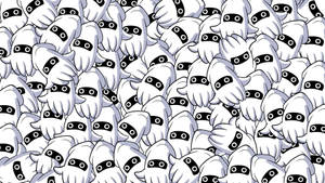 White Calamari Mascots In A Cluster Wallpaper