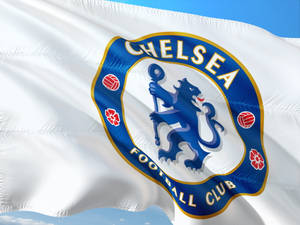 White Chelsea Fc Logo Flag Wallpaper