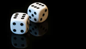 White Dice Black Background Reflection Wallpaper