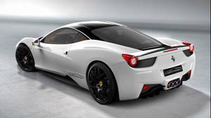 White Ferrari Rear Wallpaper