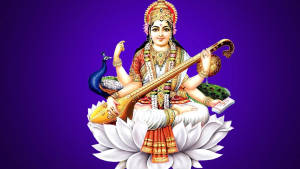 White Flower Saraswati Mata Wallpaper