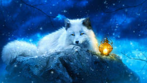 White Fox Digital Art Wallpaper