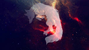 White Galaxy Wolf Silhouette Wallpaper